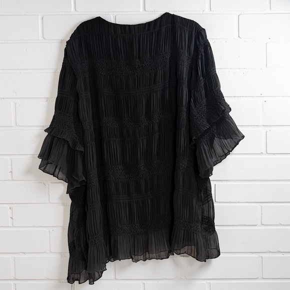 Russell Kemp New York Black Chiffon Pleated Blouse 5X NWT - Picture 2 of 6